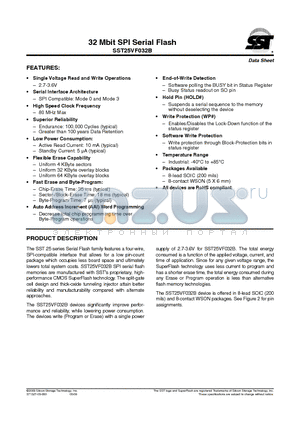 SST25VF032B-66-4I-S2E datasheet - 32 Mbit SPI Serial Flash