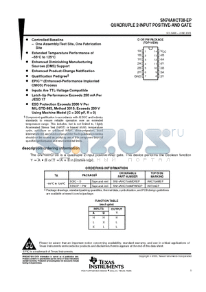 SN74AHCT08-EP datasheet - QUADRUPLE 2-INPUT POSITIVE-AND GATE