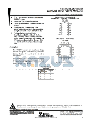 SN74AHCT08DB datasheet - QUADRUPLE 2-INPUT POSITIVE-AND GATES