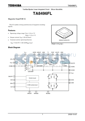 TA8496FL datasheet - Bipolar Linear Integrated Circuit Silicon Monolithic