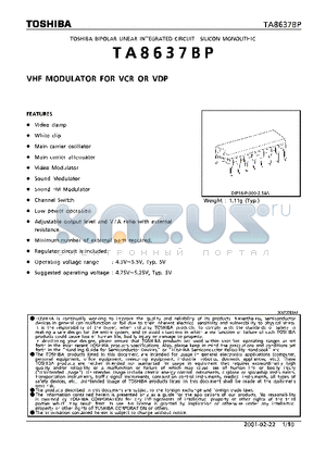 TA8637BP datasheet - VHF MODULATOR FOR VCR OR VDP