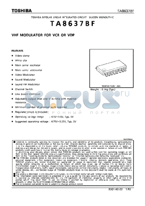 TA8637BF datasheet - VHF MODULATOR FOR VCR OR VDP