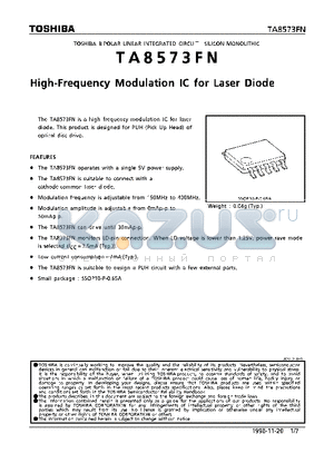 TA8573FN datasheet - HIGH-FREQUENCY MODULATION IC FOR LASER DIODE