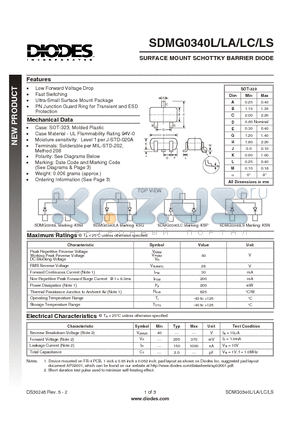 SDMG0340LA-7 datasheet - SURFACE MOUNT SCHOTTKY BARRIER DIODE