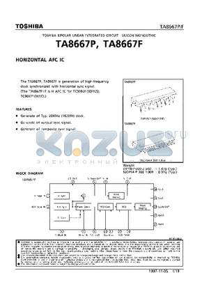 TA8667 datasheet - HORIZONTAL AFC IC