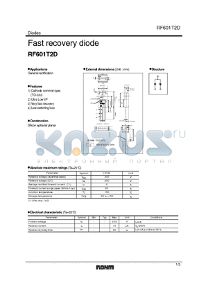 RF601T2D datasheet - Fast recovery diode