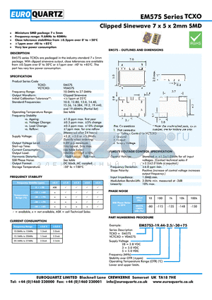 VEM57S28-19.44-2.5-30 datasheet - Clipped Sinewave 7 x 5 x 2mm SMD