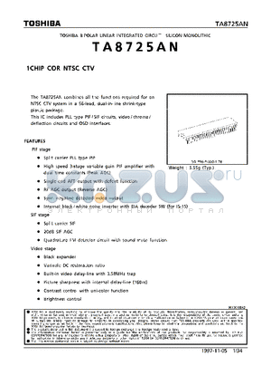 TA8725AN datasheet - 1CHIP COR NTSC CTV