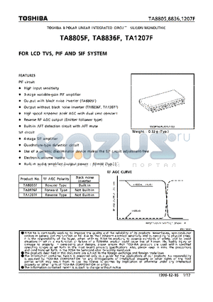 TA8805F datasheet - FOR LCD TVS, PIF AND SIF SYSTEM