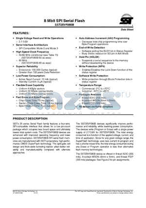 SST25VF080B-80-4I-QAE datasheet - 8 Mbit SPI Serial Flash