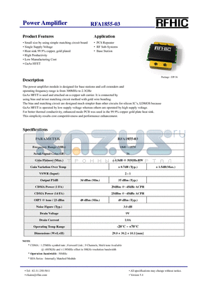 RFA1855-03 datasheet - Power Amplifier