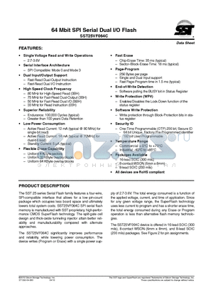 SST25VF064C-80-4I-S3AE datasheet - 64 Mbit SPI Serial Dual I/O Flash