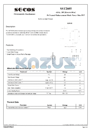 SST2605 datasheet - P-Channel Enhancement Mode Power Mos.FET