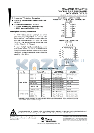 SN74AHCT126 datasheet - QUADRUPLE BUS BUFFER GATES QUADRUPLE BUS BUFFER GATES