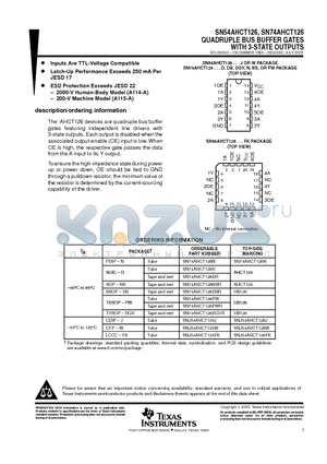 SN74AHCT126D datasheet - QUADRUPLE BUS BUFFER GATES WITH 3-STATE OUTPUTS