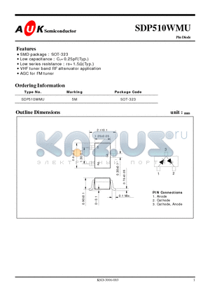 SDP510WMU datasheet - Pin Diode