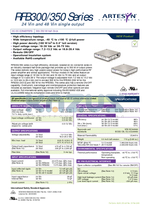 RFB350-24S12-R4Y datasheet - DC-DC CONVERTERS 300-350 W Half-Brick