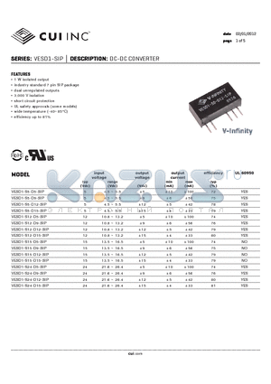 VESD1-S24-D12-SIP datasheet - DC-DC CONVERTER