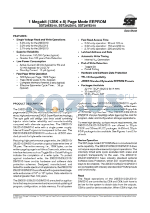 SST29EE010-120-4C-P datasheet - 1 Megabit (128K x 8) Page Mode EEPROM