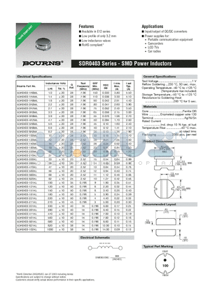 SDR0403-2R2ML datasheet - SMD Power Inductors