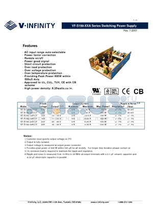 VF-S150-03A-CF datasheet - Switching Power Supply