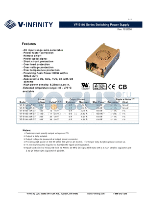 VF-S150-18A-CF datasheet - Switching Power Supply