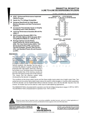 SN74AHCT138DGV datasheet - 3-LINE TO 8-LINE DECODERS/DEMULTIPLEXERS