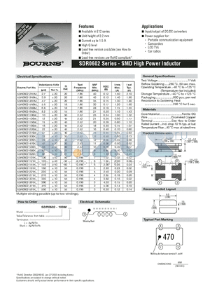 SDR0602-271KL datasheet - SMD High Power Inductor