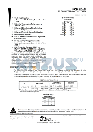 SN74AHCT14MPWREP datasheet - HEX SCHMITT-TRIGGER INVERTER