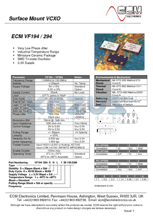 VF194SHL1155.52M datasheet - Surface Mount VCXO