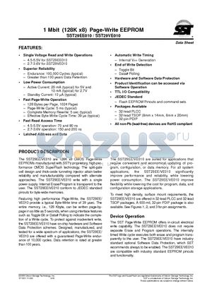 SST29EE010-70-4C-WHE datasheet - 1 Mbit (128K x8) Page-Write EEPROM