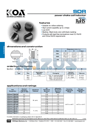 SDR0604TTEB330K datasheet - power choke coil inductor