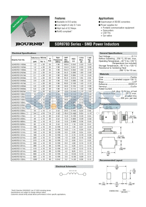 SDR0703-221KL datasheet - SMD Power Inductors