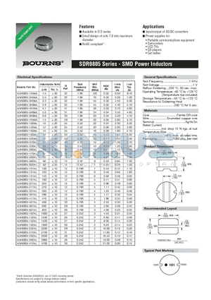 SDR0805-101KL datasheet - SMD Power Inductors