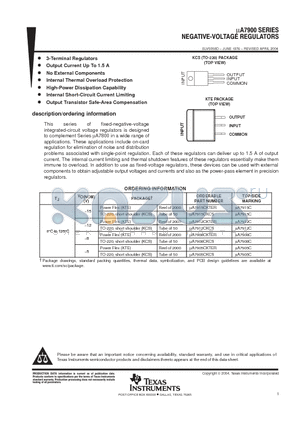 UA7915C datasheet - NEGATIVE-VOLTAGE REGULATORS