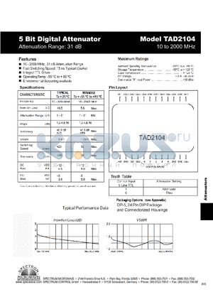 TAD2104 datasheet - 5 Bit Digital Attenuator