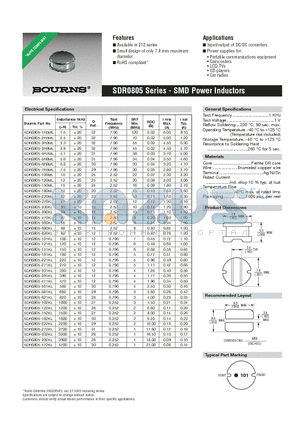 SDR0805-4R7ML datasheet - SMD Power Inductors
