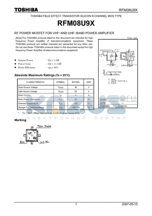 RFM08U9X datasheet - RF POWER MOSFET FOR VHF.AND UHF.BAND POWER AMPLIFIER