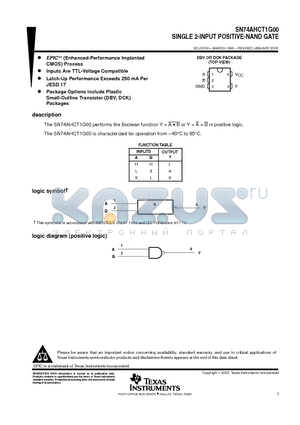 SN74AHCT1G00DBV datasheet - SINGLE 2-INPUT POSITIVE-NAND GATE