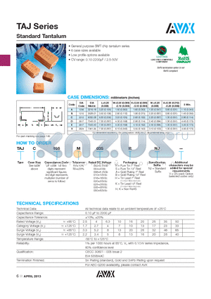TAJA106K016RNJ datasheet - TAJ Series Standard Tantalum