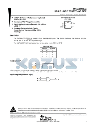 SN74AHCT1G08DBV datasheet - SINGLE 2-INPUT POSITIVE-AND GATE