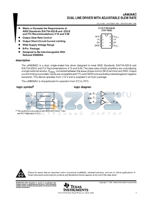 UA9636ACDRE4 datasheet - DUAL LINE DRIVER WITH ADJUSTABLE SLEW RATE