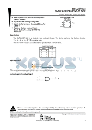 SN74AHCT1G32DCK datasheet - SINGLE 2-INPUT POSITIVE-OR GATE