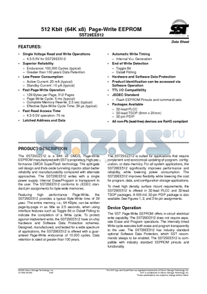 SST29EE512704CEHE datasheet - 512 Kbit (64K x8) Page-Write EEPROM