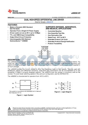 UA9638C-EP datasheet - DUAL HIGH-SPEED DIFFERENTIAL LINE DRIVER