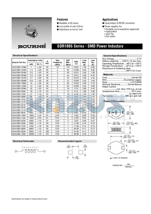 SDR1005-102K datasheet - SMD Power Inductors