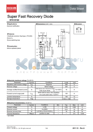 RFN16T2D datasheet - Super Fast Recovery Diode