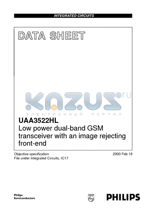UAA3522HL datasheet - Low power dual-band GSM transceiver with an image rejecting front-end