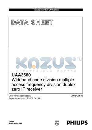 UAA3580 datasheet - Wideband code division multiple access frequency division duplex zero IF receiver