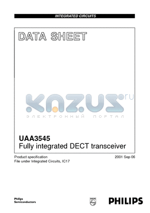 UAA3545 datasheet - Fully integrated DECT transceiver